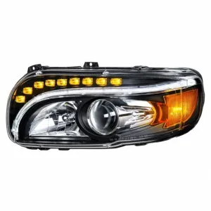 Blackout Projection Headlight w/ LED Position & Turn Signal Light For 2008  Peterbilt 388/389