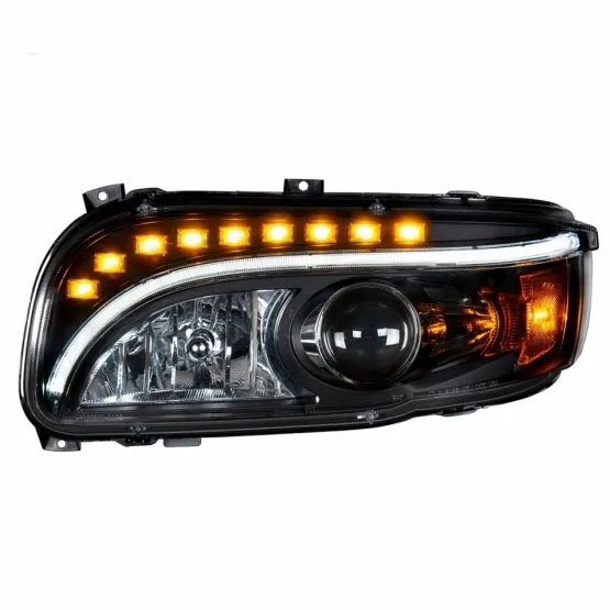 Blackout Projection Headlight w/ LED Position & Turn Signal Light For 2008  Peterbilt 388/389