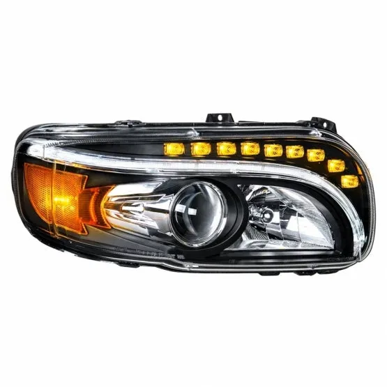 Blackout Projection Headlight w/ LED Position & Turn Signal Light For 2008  Peterbilt 388/389