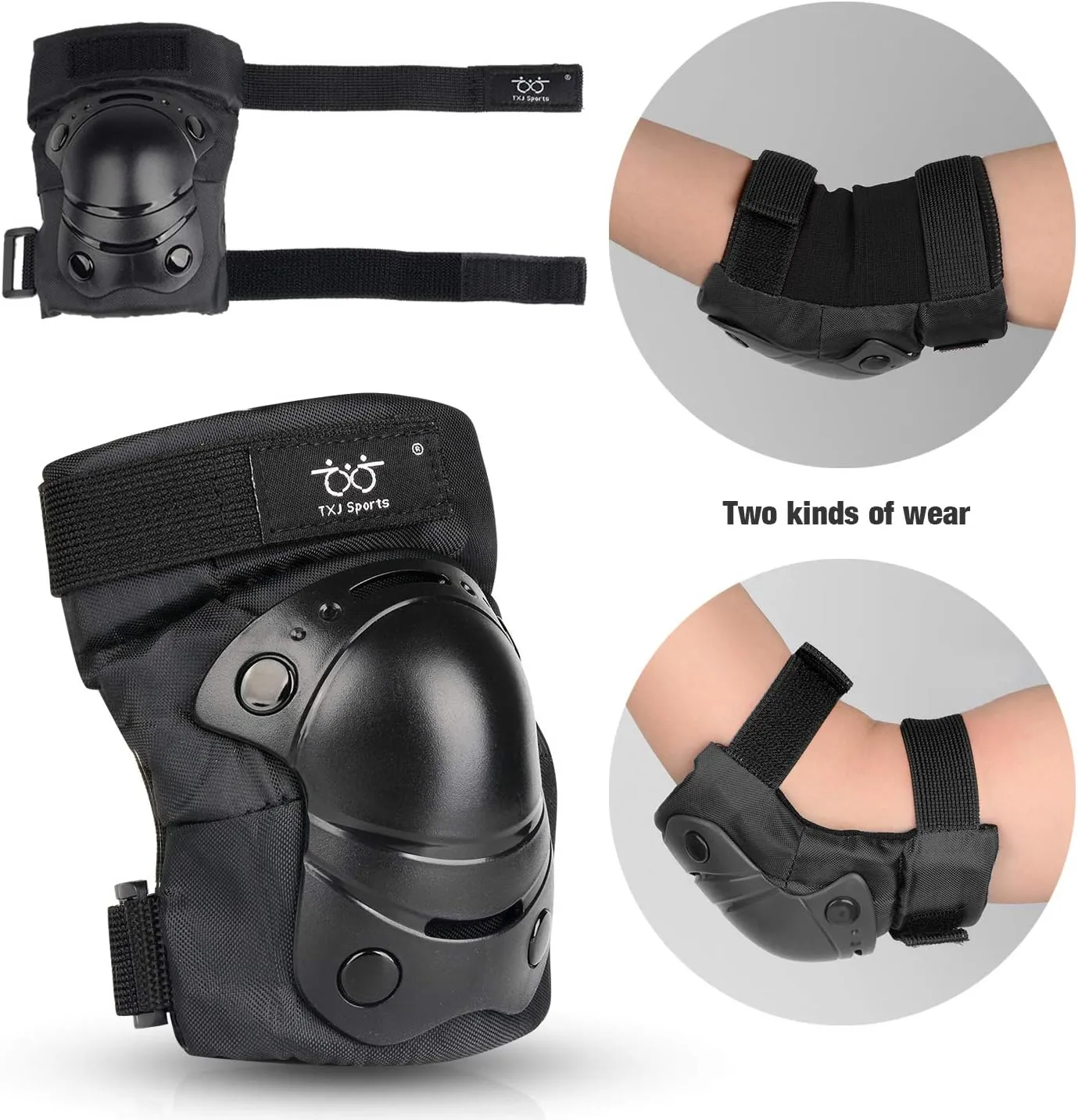 Kids/Adult/Youth Knee and Elbow Pads with Wrist Guards 3 in 1 Protective Gear Set for Skateboarding Cycling BMX Bike Scooter Skating Rollerblading Riding