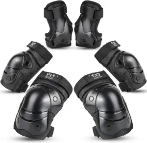 Kids/Adult/Youth Knee and Elbow Pads with Wrist Guards 3 in 1 Protective Gear Set for Skateboarding Cycling BMX Bike Scooter Skating Rollerblading Riding