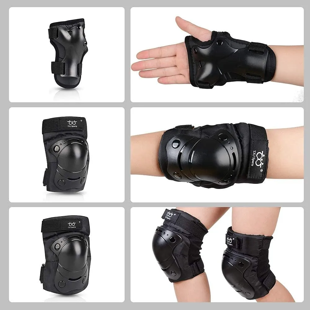 Kids/Adult/Youth Knee and Elbow Pads with Wrist Guards 3 in 1 Protective Gear Set for Skateboarding Cycling BMX Bike Scooter Skating Rollerblading Riding